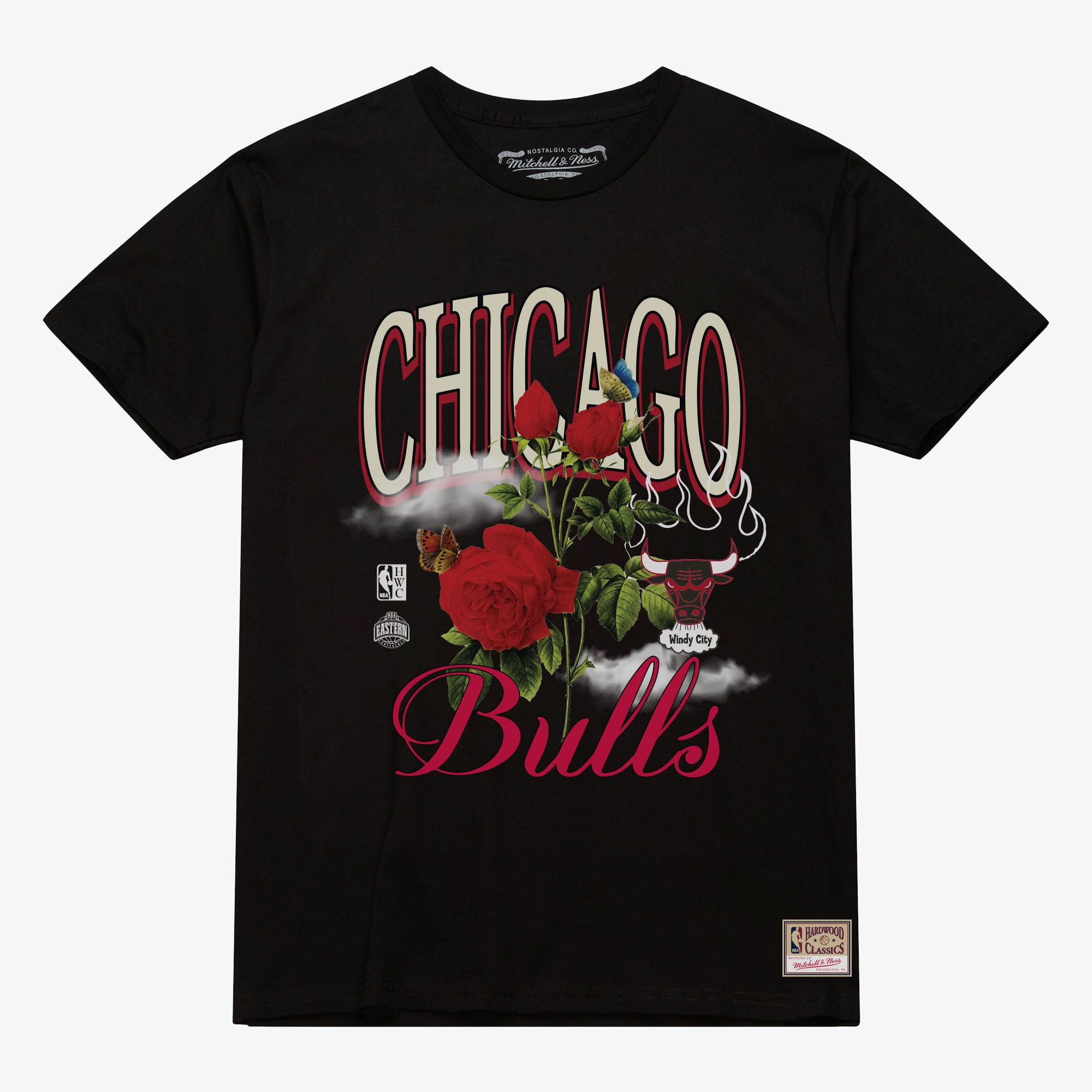 Chicago Bulls Mitchell & Ness Unisex Floral Graphic T-Shirt - Black