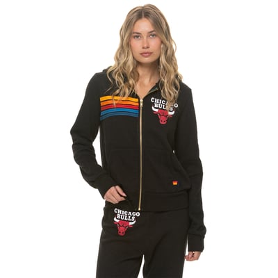 Chicago Bulls Aviator Nation Women's Tri-Blend Full-Zip Hoodie - Black