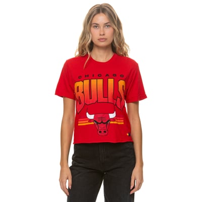 Chicago Bulls Aviator Nation Women's Cropped Boyfriend Tri-Blend T-Shirt - Red