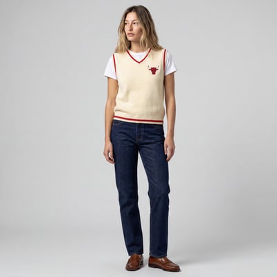Chicago Bulls Mitchell & Ness Women's Retro Roots V-Neck Sweater Vest - Cream
