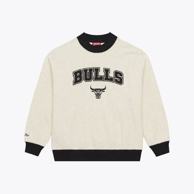 Chicago Bulls Mitchell & Ness Women's Ribbed Mock Neck Sweatshirt - Oatmeal
