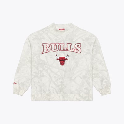  Chicago Bulls Mitchell & Ness Women's Ghosted Mock Neck Fleece Sweatshirt - White
