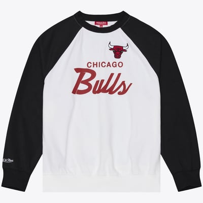  Chicago Bulls Mitchell & Ness Women's Head Coach Lightweight Raglan Sweatshirt - White/Black