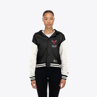 Chicago Bulls New Era Women's Hooded Fleece Full-Snap Jacket - Black