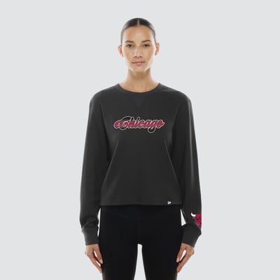 Chicago Bulls New Era Women's Micro Thermal Long Sleeve T-Shirt - Black