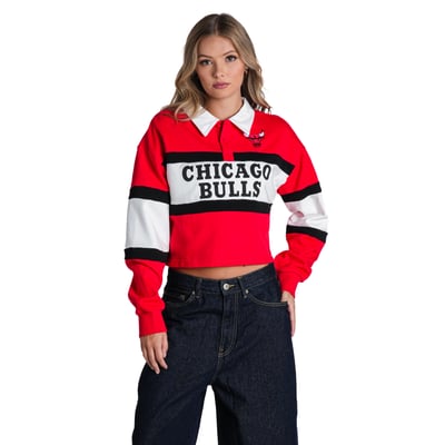  Chicago Bulls The Wild Collective Women's Long Sleeve Crop Polo - Red