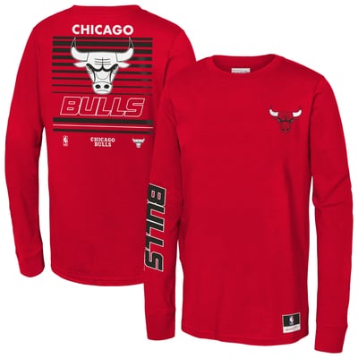 Chicago Bulls Mitchell & Ness Youth Triple Play Long Sleeve T-Shirt - Red