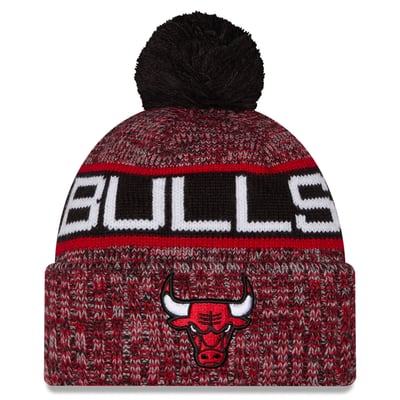 Chicago Bulls New Era Youth Tri-Color Cuffed Knit Hat with Pom - Red