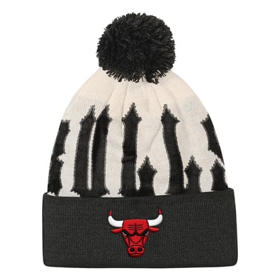 Chicago Bulls Outerstuff Youth Rim Rocker Cuffed Knit Hat with Pom - Natural/Black