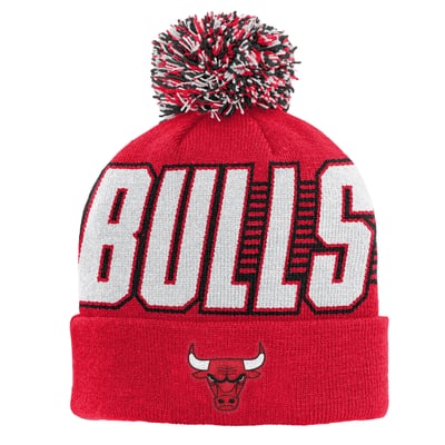 Chicago Bulls Outerstuff Youth Cuffed Knit Hat with Pom - Red