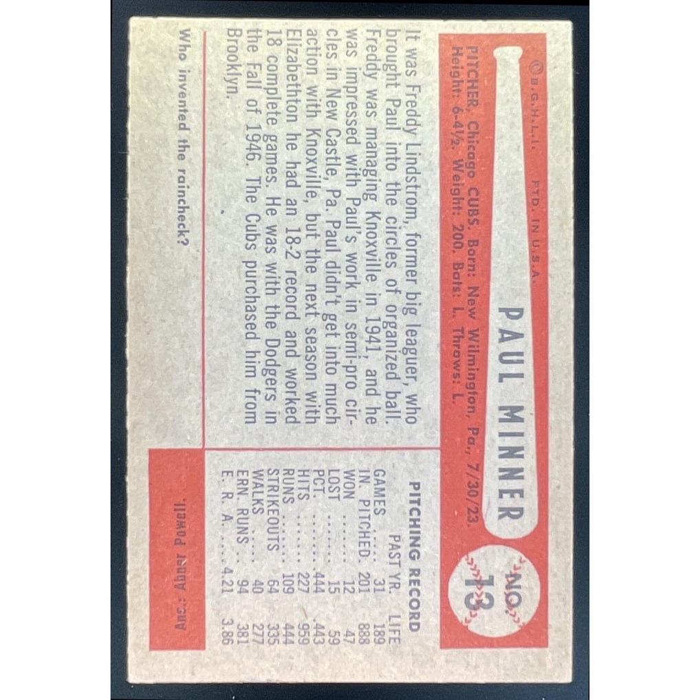 1954 Bowman #13 Paul Minner