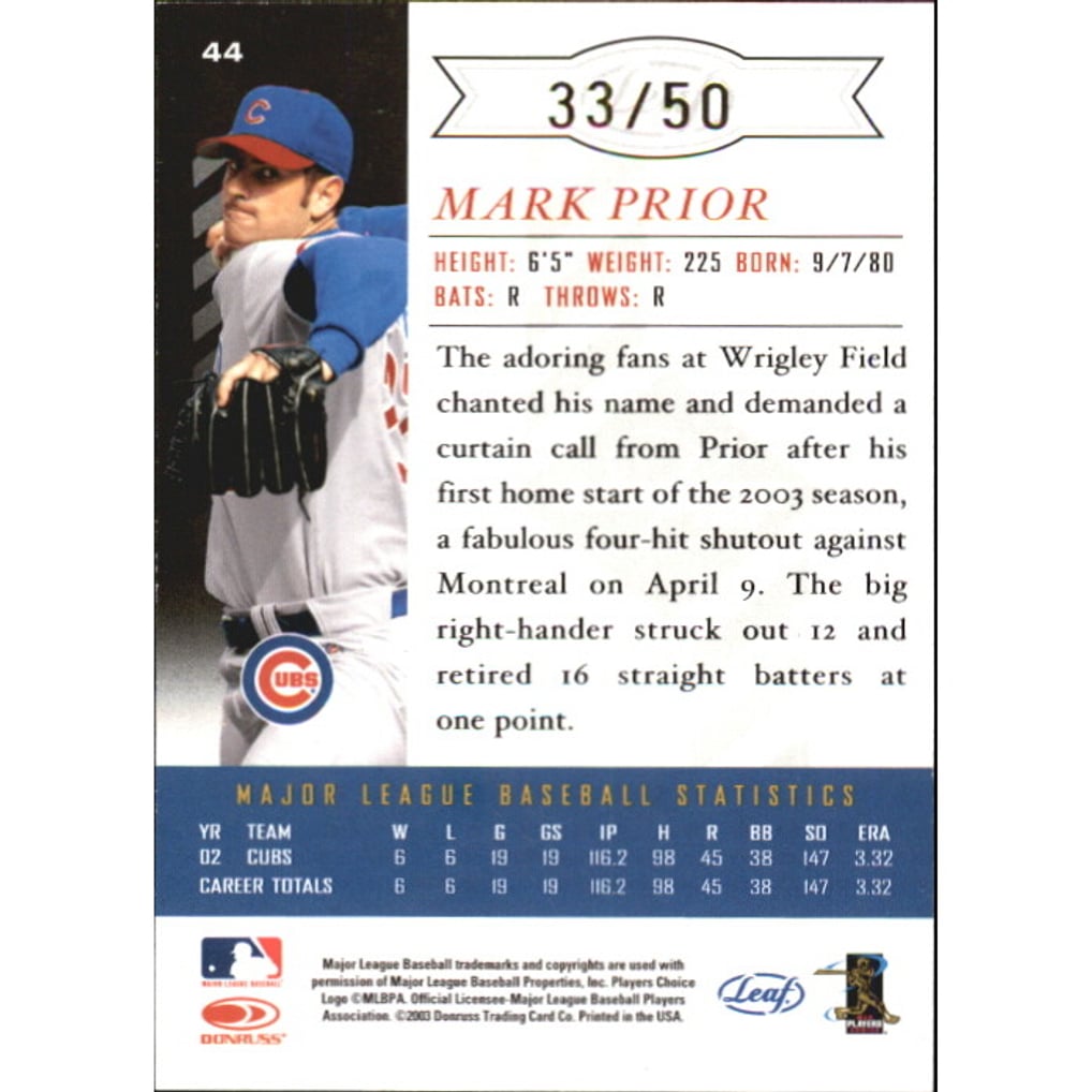 2003 Leaf Limited Gold Spotlight #44 Mark Prior H