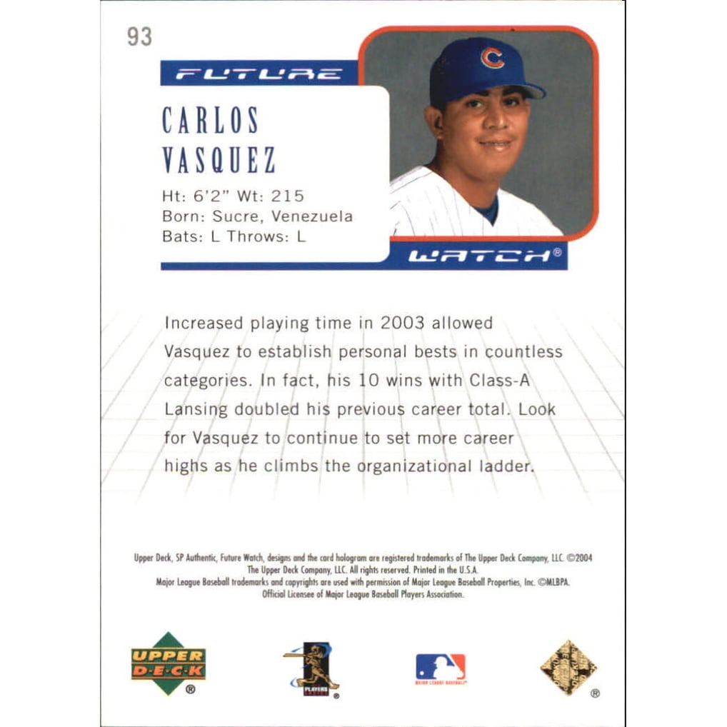 2004 SP Authentic 199/99 #93 Carlos Vasquez FW