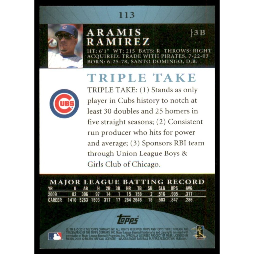 2010 Topps Triple Threads Sapphire #113 Aramis Ramirez