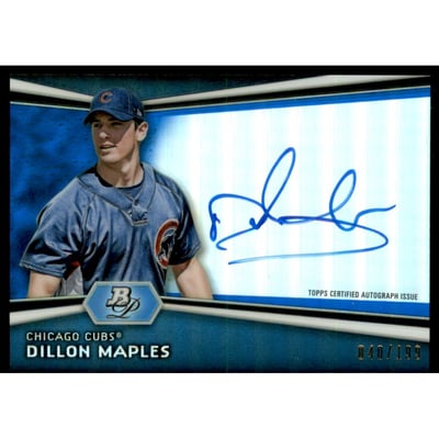 2012 Bowman Platinum Prospect Autographs Blue Refractors #DM Dillon Maples