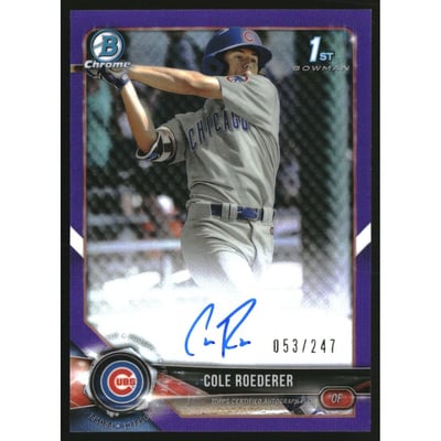 2018 Bowman Chrome Draft Autographs Purple Refractors #CDACR Cole Roederer/247