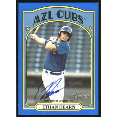 2021 Topps Heritage Minors Real One Autographs Blue #ROAEHE Ethan Hearn EXCH