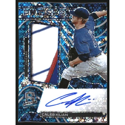 2022 Panini Chronicles Spectra Prospect Jersey Autographs Neon Blue #19 Caleb Kilian