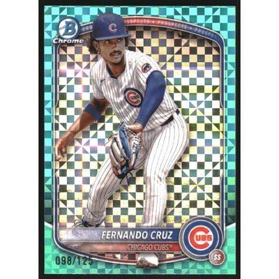 2025 Bowman Chrome Prospects Aqua X-Fractors #BCP110 Fernando Cruz
