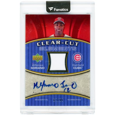 Alfonso Soriano Chicago Cubs Autographed 2007 Upper Deck Elements Clear-Cut Game Used Jersey Relic #CCE-AS #67/99 Card 