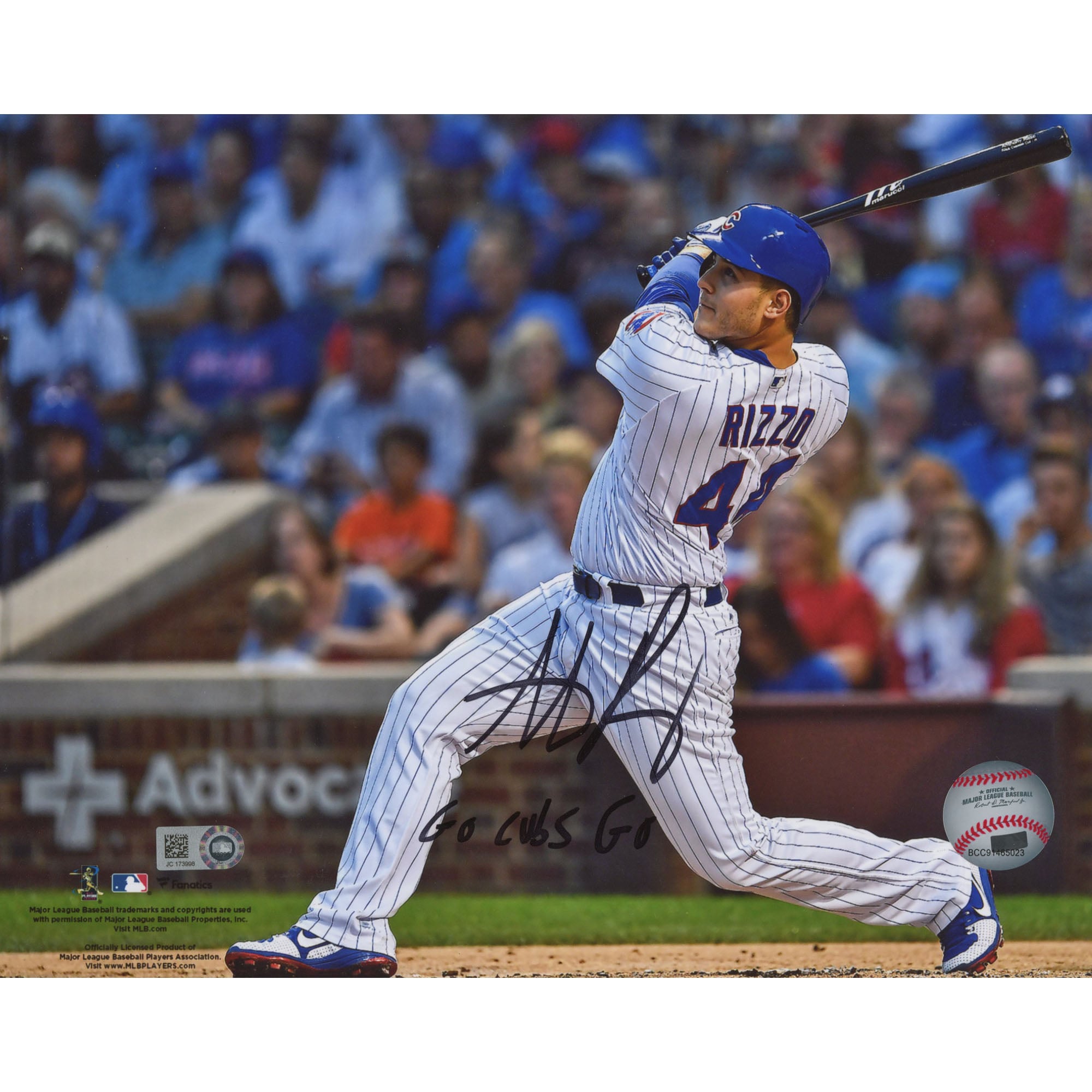 Autographed Chicago Cubs Anthony Rizzo Fanatics Authentic 8