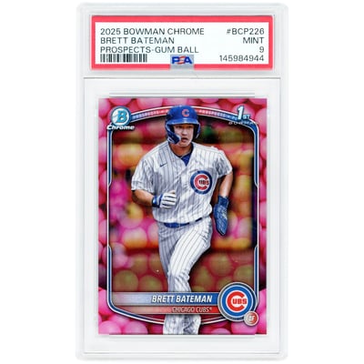 Brett Bateman Chicago Cubs 2025 Bowman Chrome Gum Ball Refractor #BCP-226 PSA Authenticated 9 Card