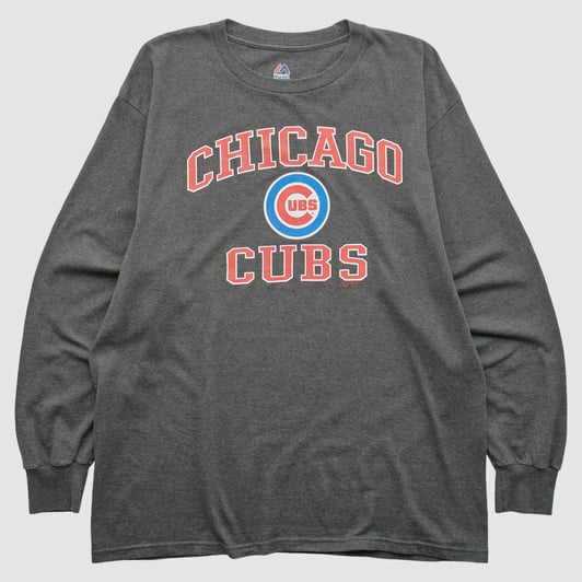 Chicago Cubs Majestic 2010s Long Sleeve T-shirt - Dark Heather Gray - 2XL by Fanatics Real Vintage