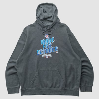 Chicago Cubs Majestic 2016 Hooded Pullover Sweatshirt - Dark Heather Gray - XL by Fanatics Real Vintage