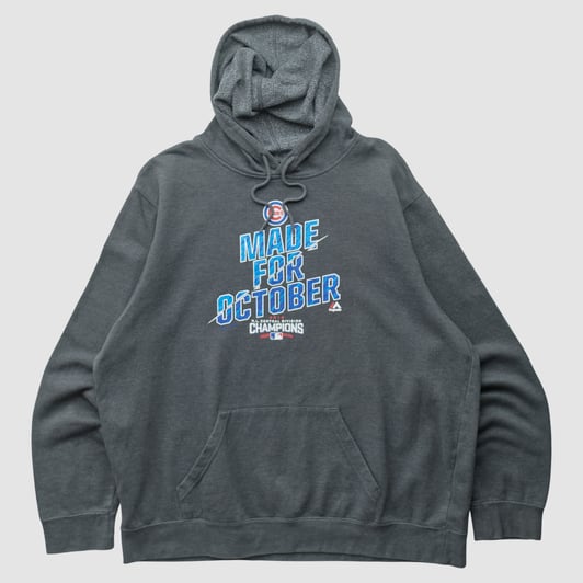 Chicago Cubs Majestic 2016 Hooded Pullover Sweatshirt - Dark Heather Gray - XL by Fanatics Real Vintage