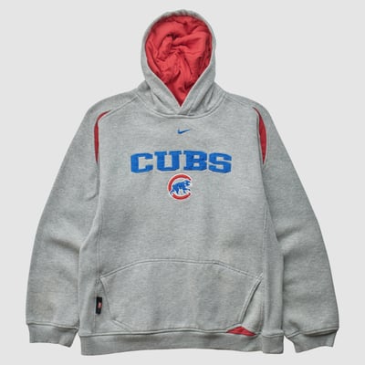 Chicago Cubs Nike 2000s Hooded Pullover Sweatshirt - Heather Gray - XS by Fanatics Real Vintage