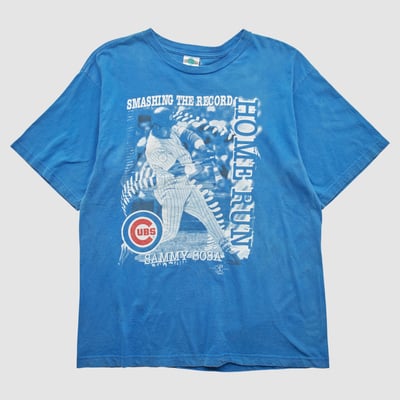 Chicago Cubs Tour Champ 90s T-shirt - Blue - 2XL by Fanatics Real Vintage