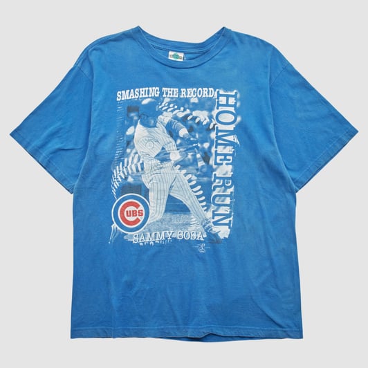 Chicago Cubs Tour Champ 90s T-shirt - Blue - 2XL by Fanatics Real Vintage