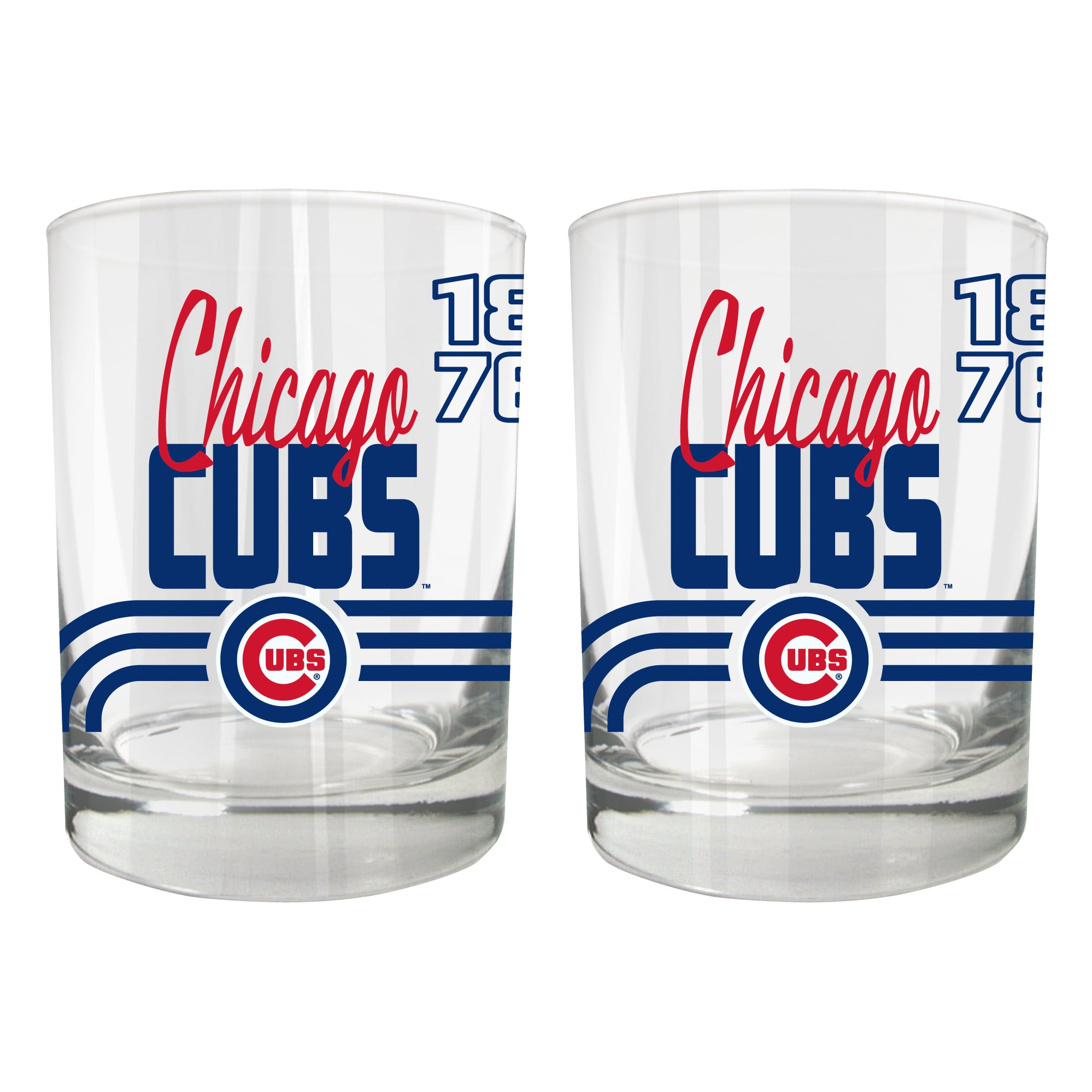 Ruocks Chicago Cubs Two-Piece 12oz. Heritage Rocks Glass Set