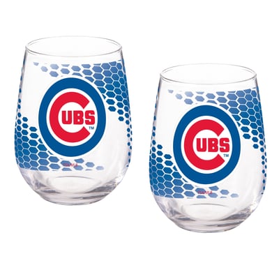 Chicago Cubs Two-Piece 17oz. Color Fade Stemless Wine Glass Set