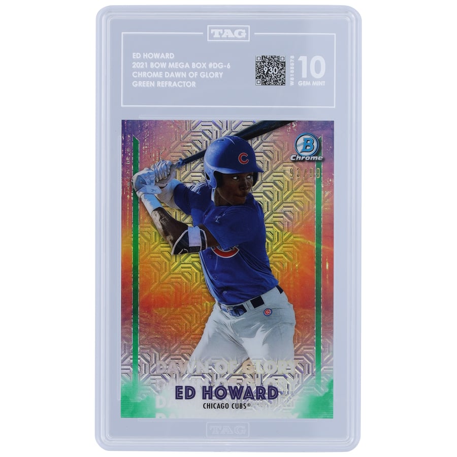 Ed Howard Rookie Card Ed Howard Chicago Cubs 2021 Bowman Chrome Mega Box Dawn of Glory Green ...
