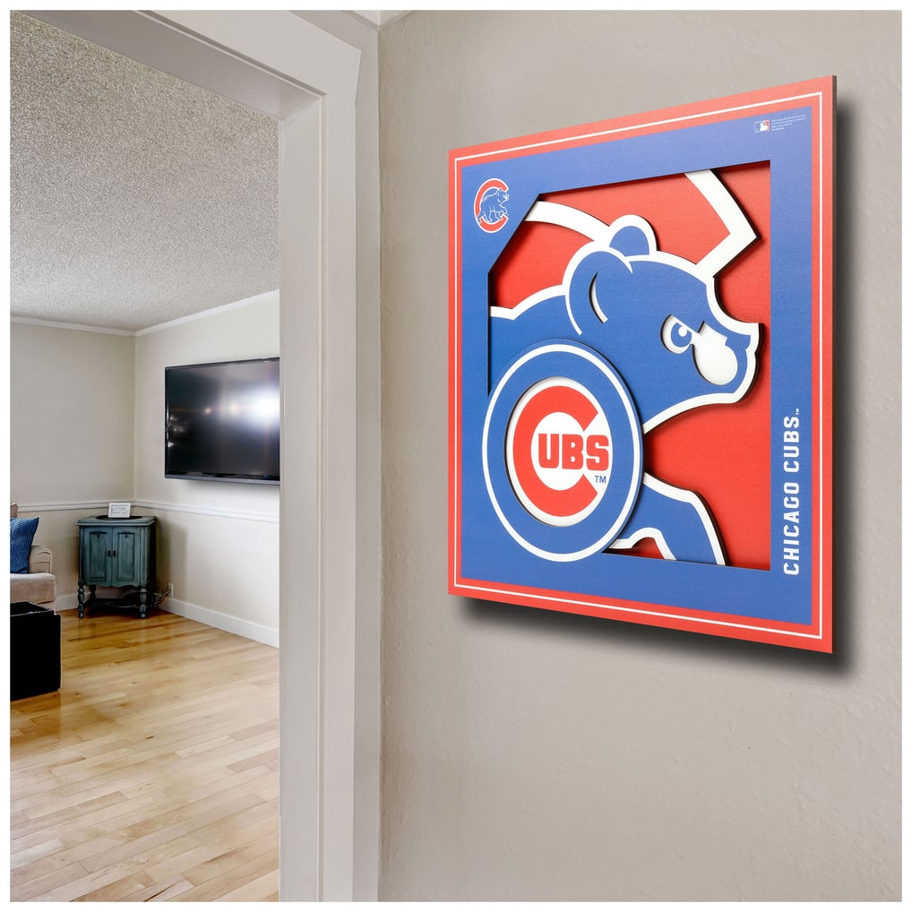 Chicago Cubs Fanpoint 12'' x 12'' 3D Logo Wall Art