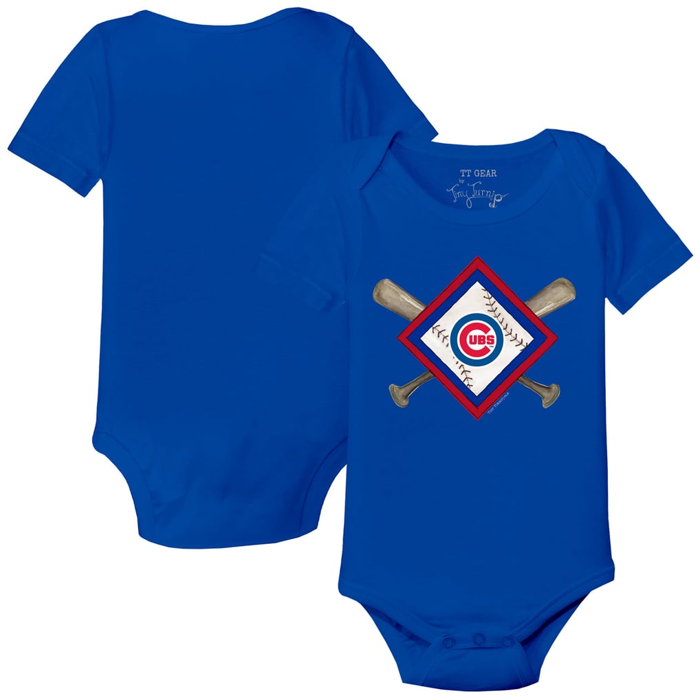 Chicago Cubs Tiny Turnip Infant Diamond Cross Bats Bodysuit - Royal