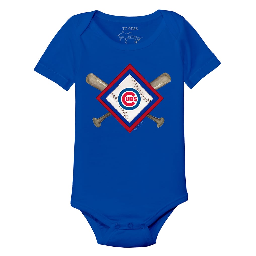 Chicago Cubs Tiny Turnip Infant Diamond Cross Bats Bodysuit - Royal