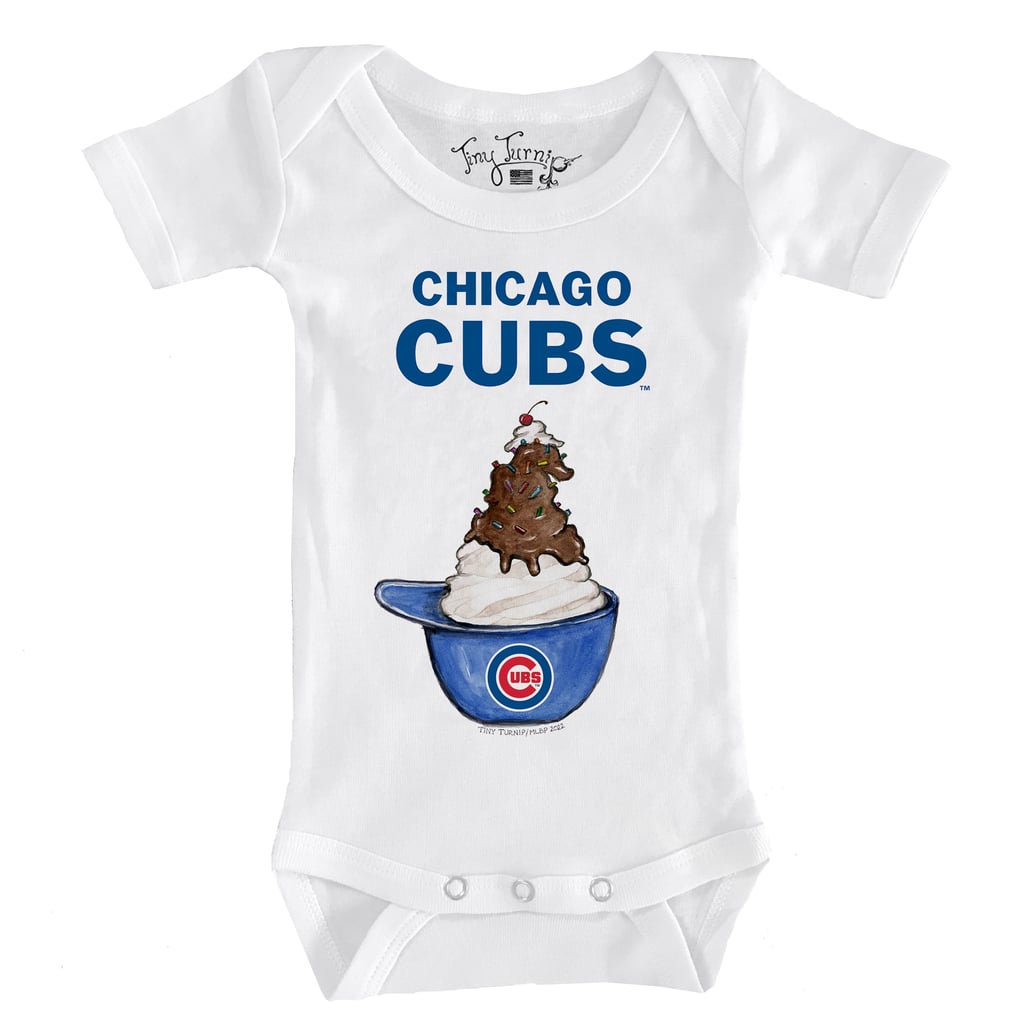 Chicago Cubs Tiny Turnip Infant Sundae Helmet Bodysuit - White