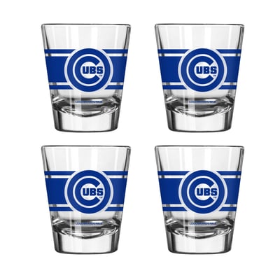 Chicago Cubs Logo Brands Four-Piece Stripe Shot Glass Set