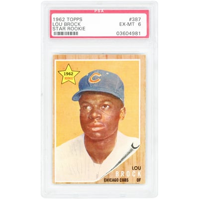 Lou Brock Chicago Cubs 1962 Topps Star Rookie #387 PSA Authenticated 6 Rookie Card