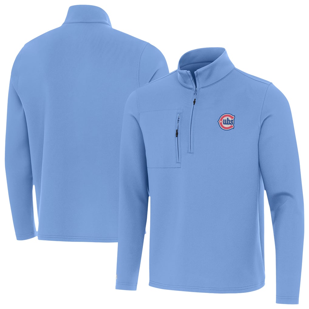  Chicago Cubs Antigua Alternate Logo Insider Quarter-Zip Pullover - Powder Blue