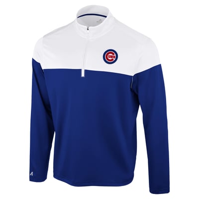 Chicago Cubs Antigua Hinder Quarter-Zip Pullover - Royal/White