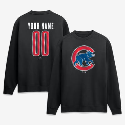 Chicago Cubs  Forged Mascot Personalized Name & Number Sweatshirt - Black