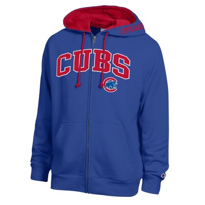 Chicago Cubs Champion Volume Fleece Full-Zip Hoodie - Royal/Red
