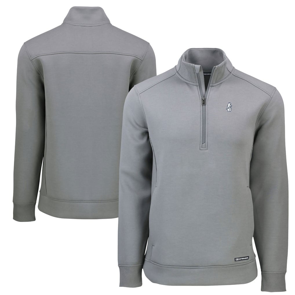  Chicago Cubs Cutter & Buck Cooperstown Collection Roam Eco Recycled Quarter-Zip Pullover - Gray