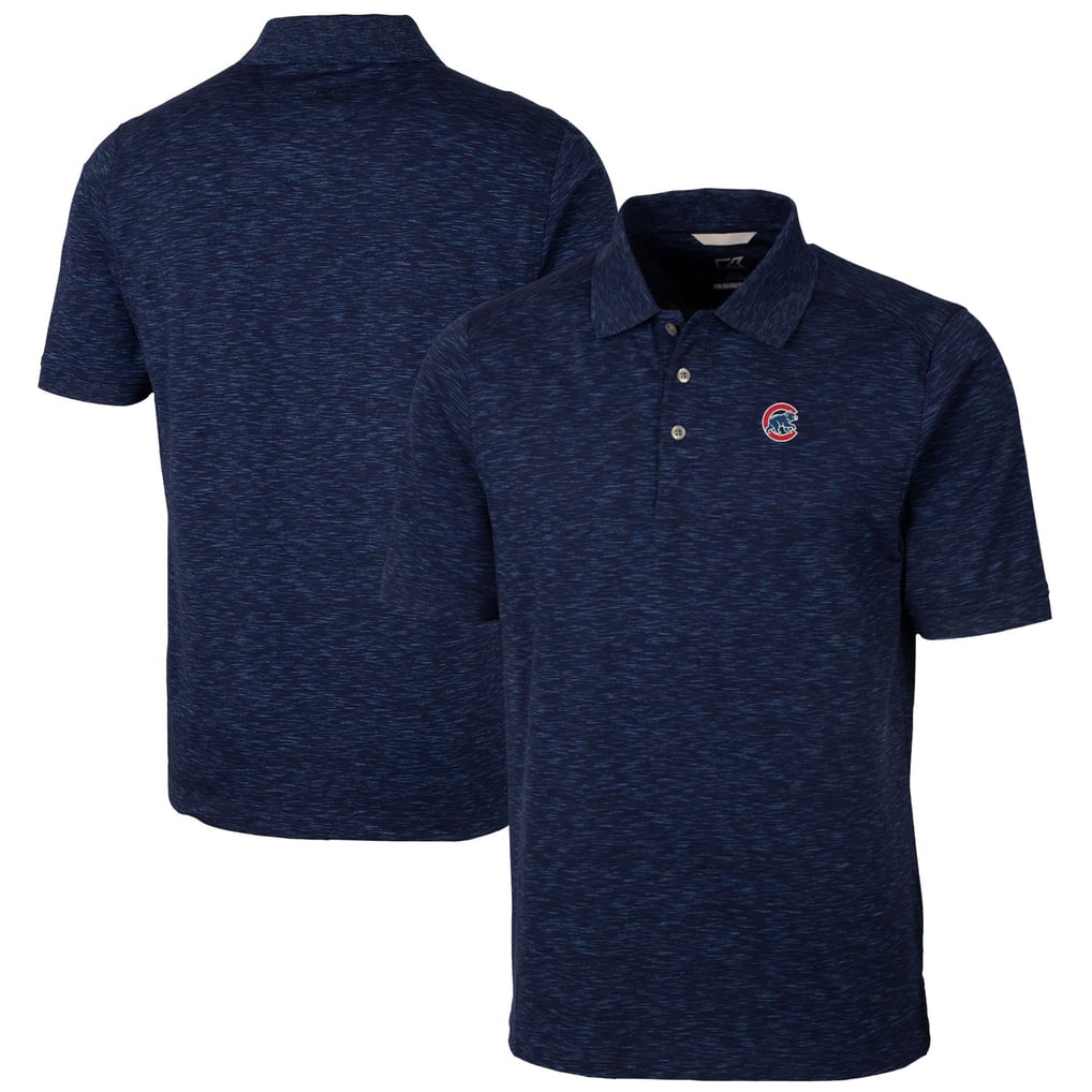 Chicago Cubs Cutter & Buck Advantage Space Dye Tri-Blend Polo - Heathered Navy