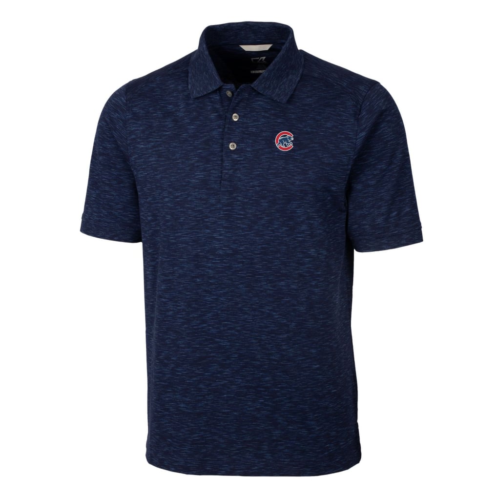 Chicago Cubs Cutter & Buck Advantage Space Dye Tri-Blend Polo - Heathered Navy