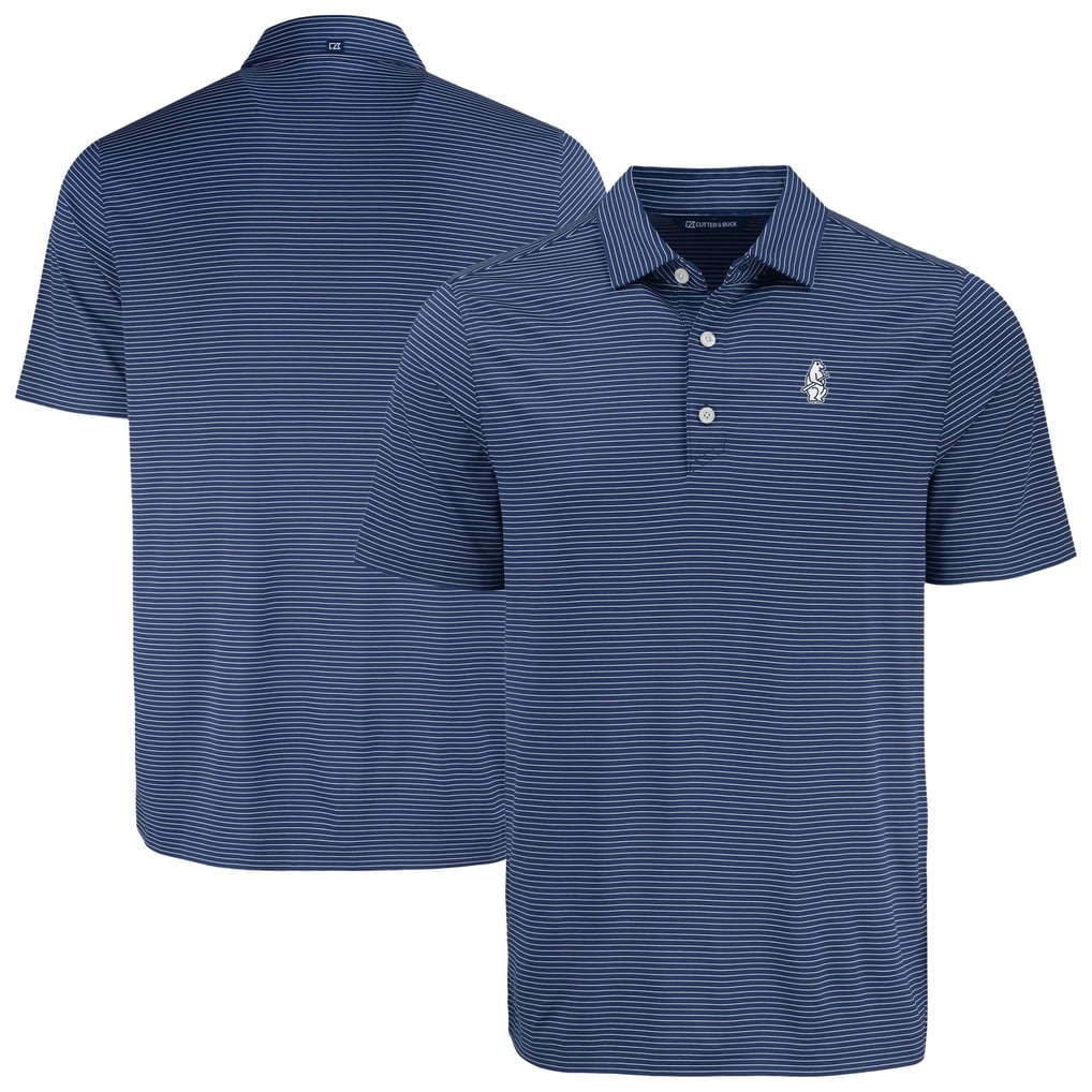 Chicago Cubs Cutter & Buck Forge Eco Fine Line Stripe Polo - Navy