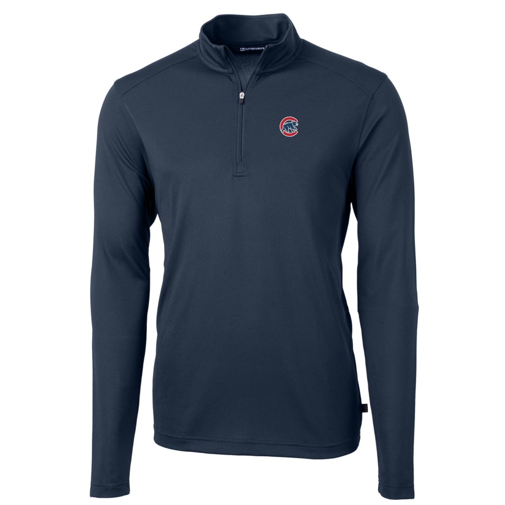  Chicago Cubs Cutter & Buck Virtue Eco Pique Recycled Quarter-Zip Pullover Top - Navy